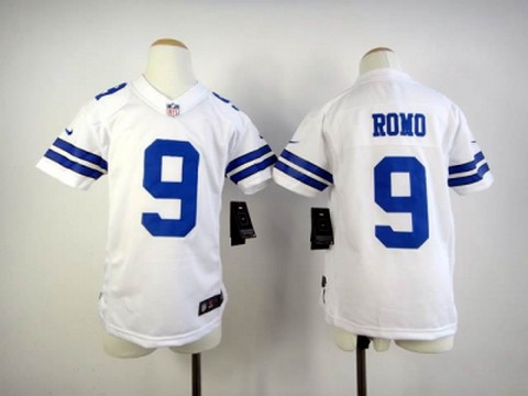 Nike White Dallas Cowboys 9 Tony Romo Youth Game NFL Jerseys